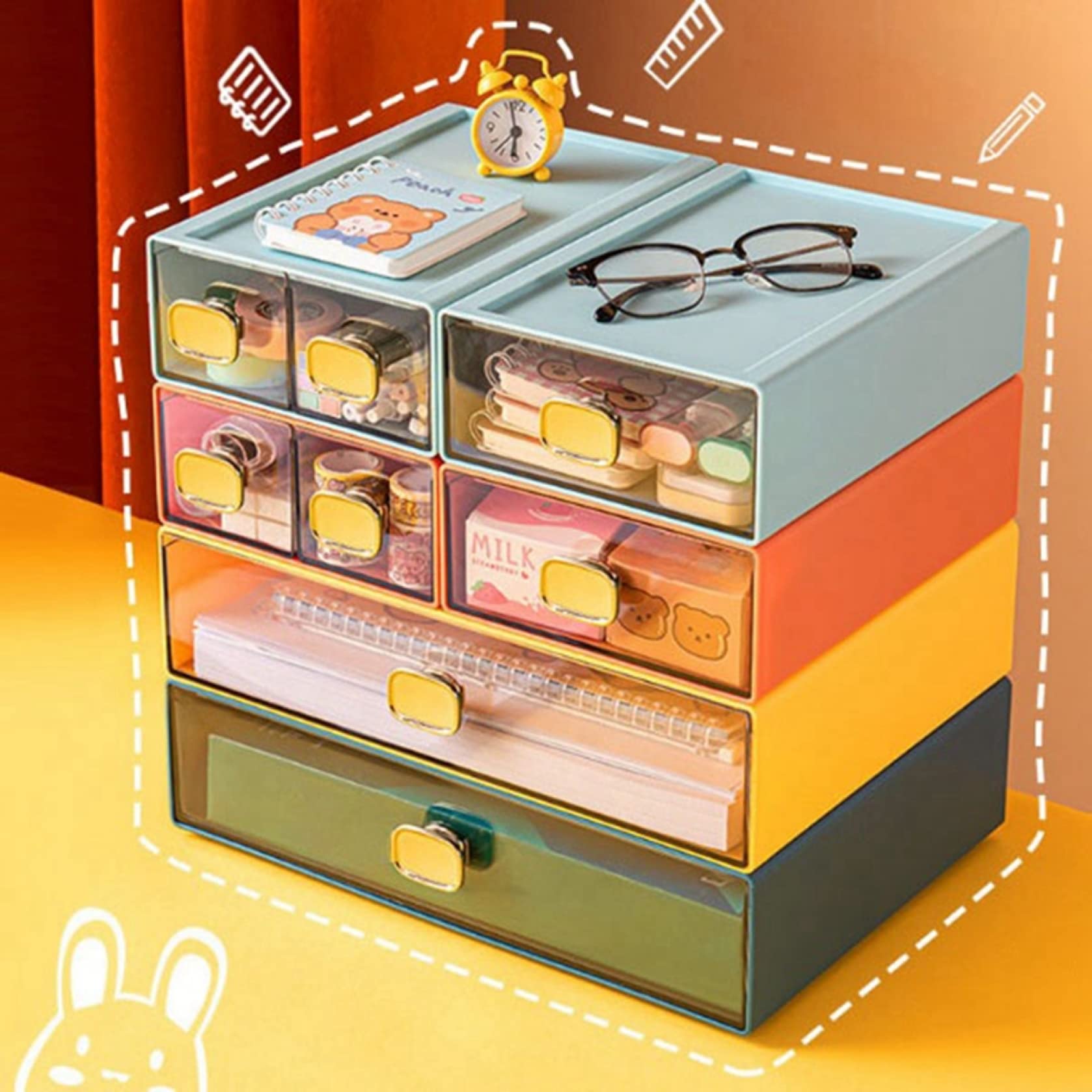 収納ボックス 小物入れ 卓上収納 引き出し 収納 (イエロー,S) Amazon｜収納ボックス 引き出し 小物入れ 大容量 積み重ね